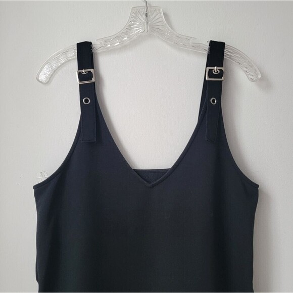 BULGARIAN Overall Grafic Dress Black with Lettering in White Size Medium - Picture 9 of 12